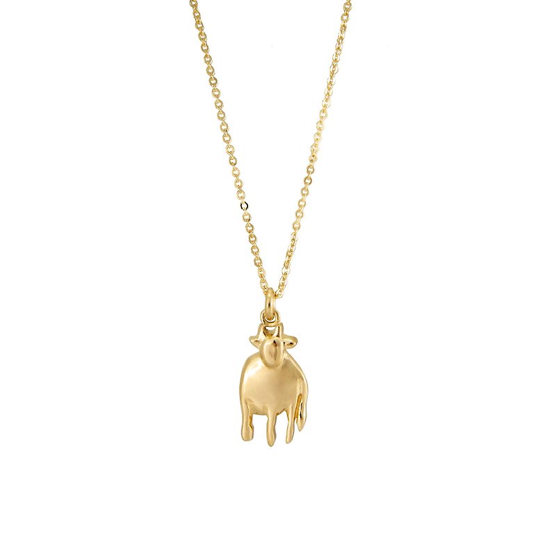 Ox Necklace zodiac series cow animal shape necklace sterling silver plated 18K gold recommended as a gift - Necklaces - Sterling Silver Gold