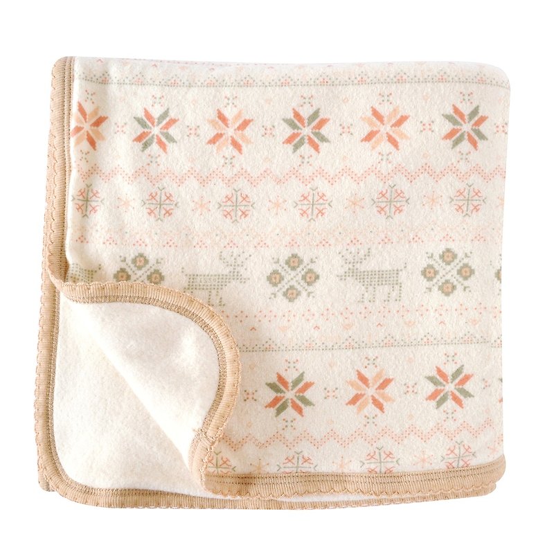[SISSO Organic Cotton] Small Snowflake Brush Cotton Blanket (Tangerine Snowflake) - Bedding - Cotton & Hemp White