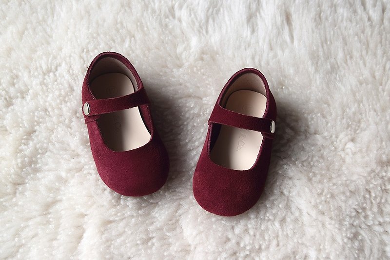 Burgundy Baby Girl Shoes, Leather Mary Jane, Toddler Girl Shoes - รองเท้าเด็ก - หนังแท้ สีแดง