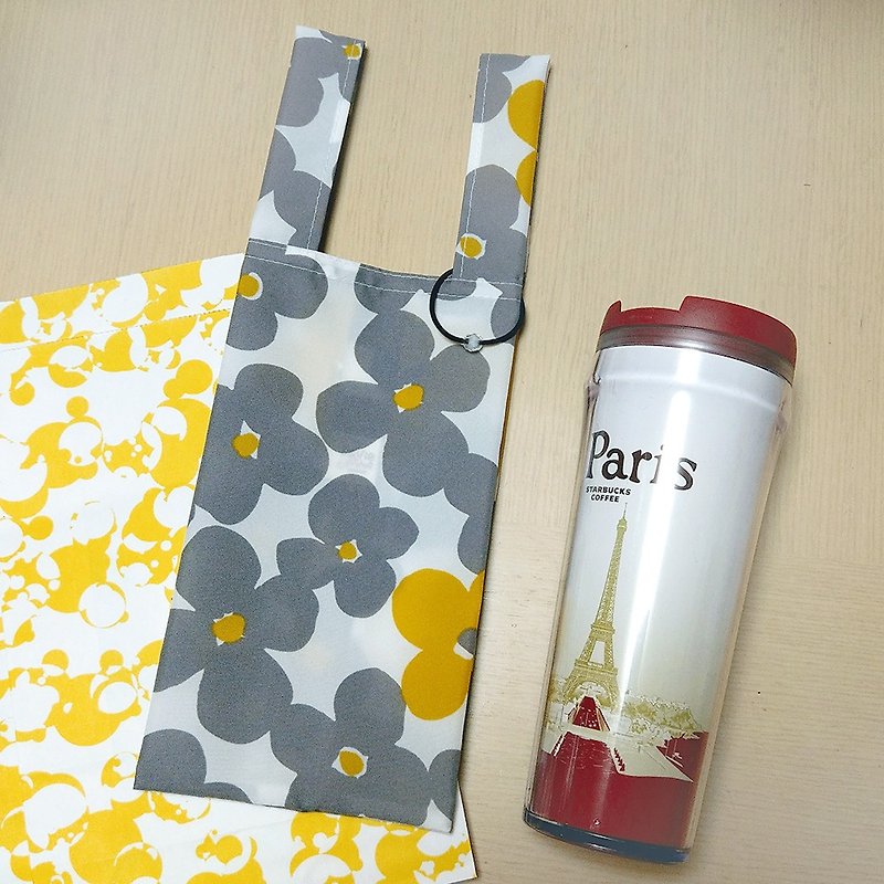 Blossom (Light Gray)。Handmade reusable bag for drinks and anything - Beverage Holders & Bags - Waterproof Material Gray
