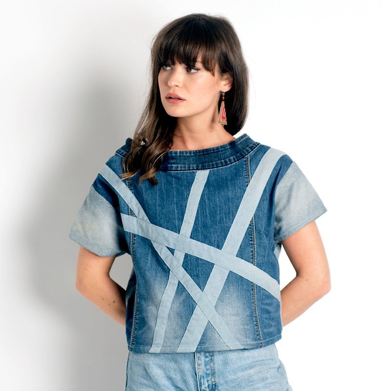 Short version two-piece splicing top - Story Wear joint goods - Women's T-Shirts - Cotton & Hemp 