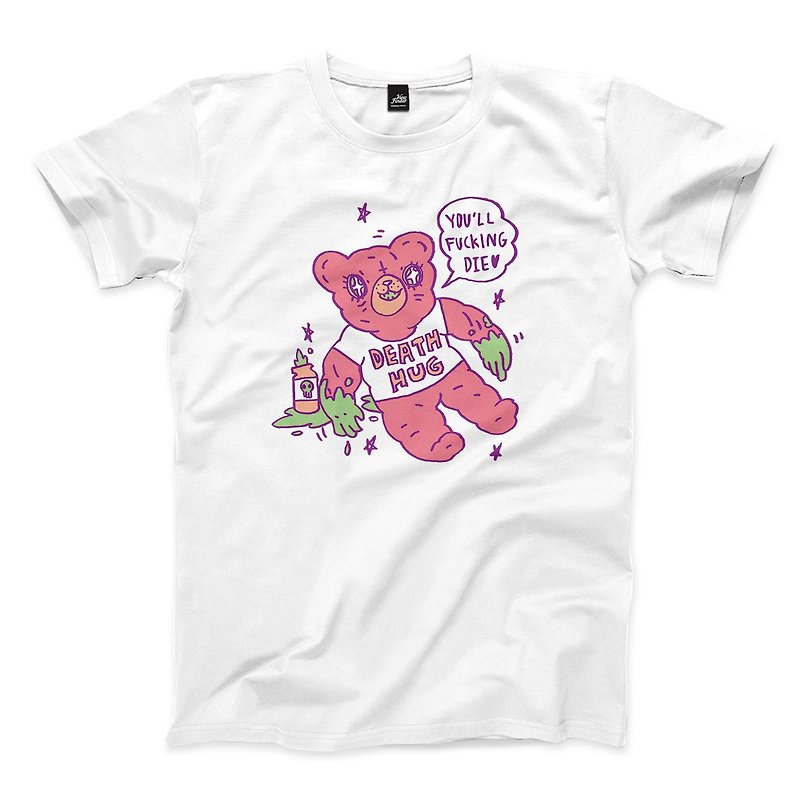 Death Hug Bear -ホワイト -ユニセックス T シャツ - Tシャツ メンズ - コットン・麻 ホワイト