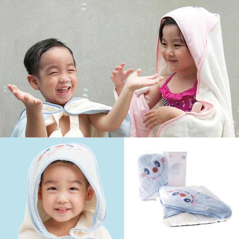 lilmon Cutie cute apron bath towel (Mr. Bubble) - ของขวัญวันครบรอบ - ผ้าฝ้าย/ผ้าลินิน สีน้ำเงิน