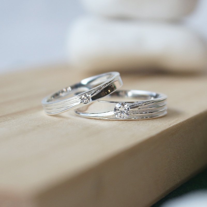 【Couple pair ring】Affectionate attachment | Stone sterling silver couple ring | - แหวนคู่ - เงินแท้ สีเงิน