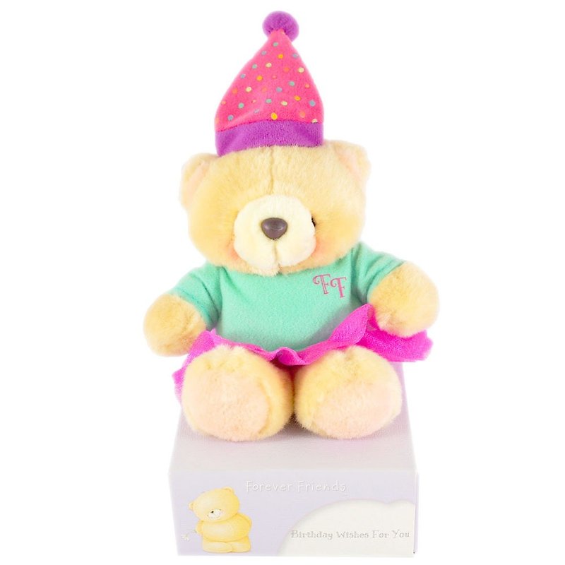 4.5 inches/birthday girl fluffy bear [Hallmark-ForeverFriends birthday series] - ตุ๊กตา - วัสดุอื่นๆ สีนำ้ตาล