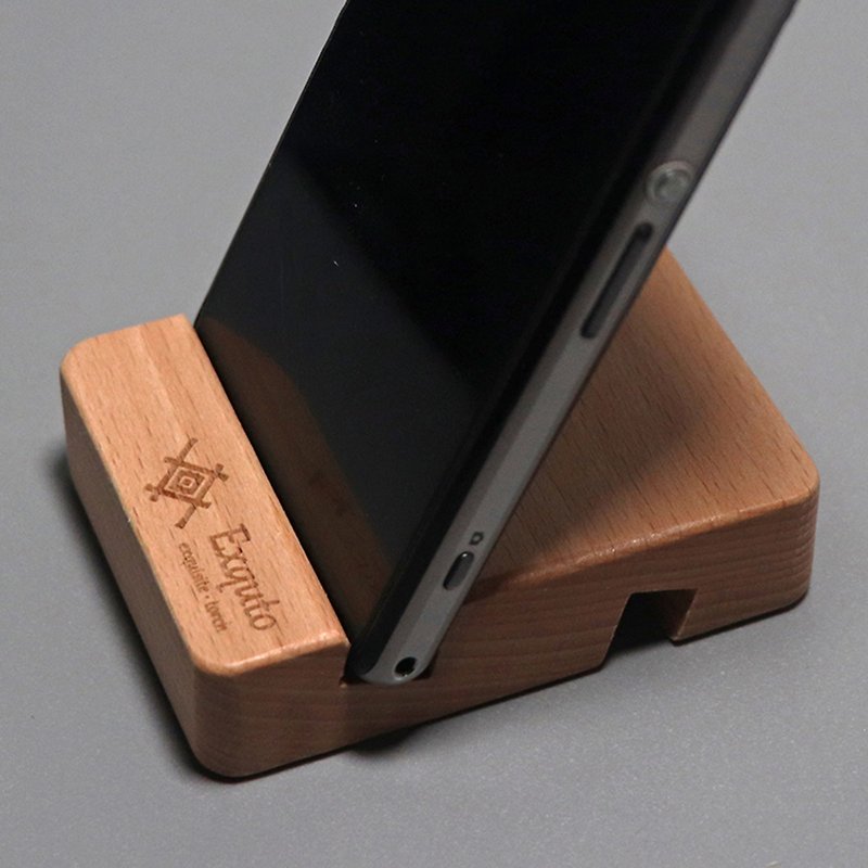 Double Slot Phone Holder-Beech - ที่ตั้งมือถือ - ไม้ 