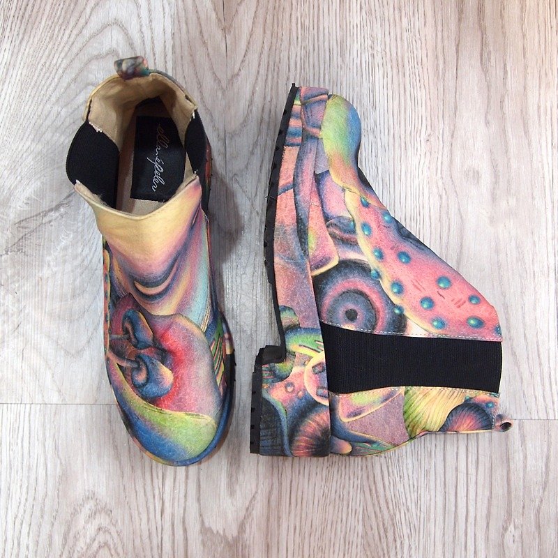 Boot in Illustration Printing - Women's Casual Shoes - Other Materials Multicolor
