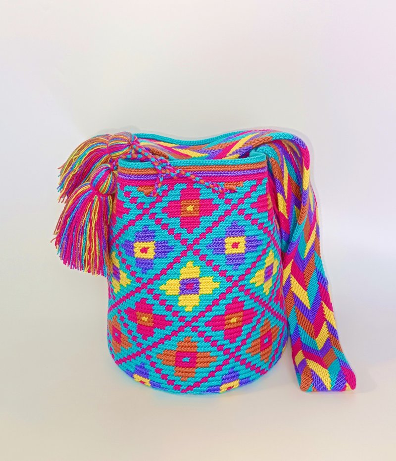 กระเป๋าวายู 5สีลายดอกไม้ SizeM - กระเป๋าแมสเซนเจอร์ - ผ้าฝ้าย/ผ้าลินิน 