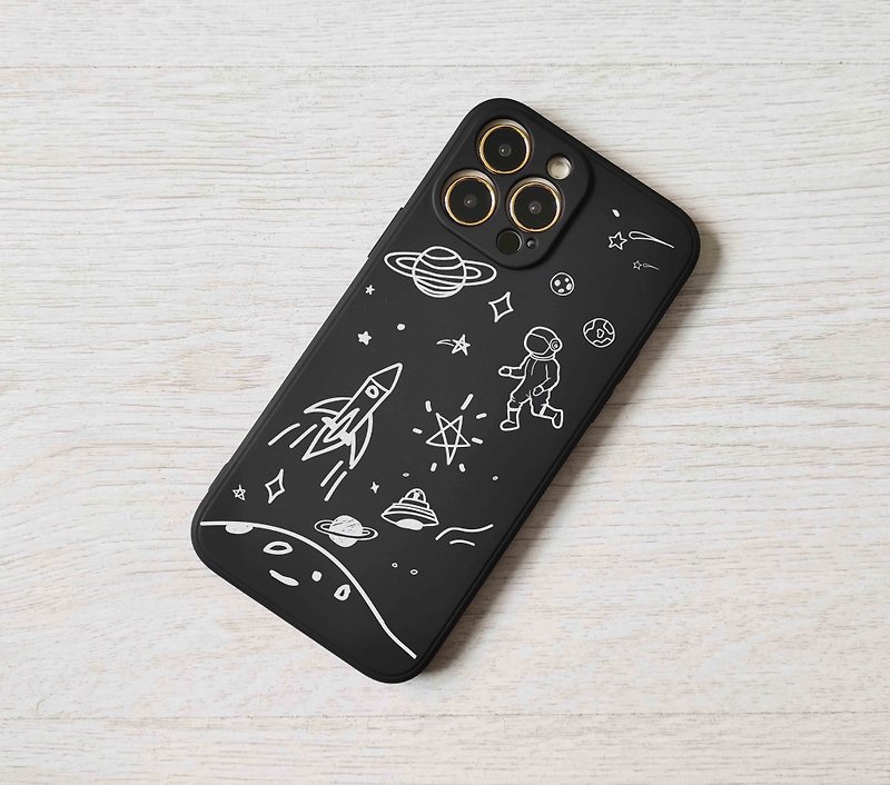 太空星球穿梭機太空人圖案手機保護殼iPhone XS 11 12 13 Pro Max - 手機殼/手機套 - 塑膠 透明