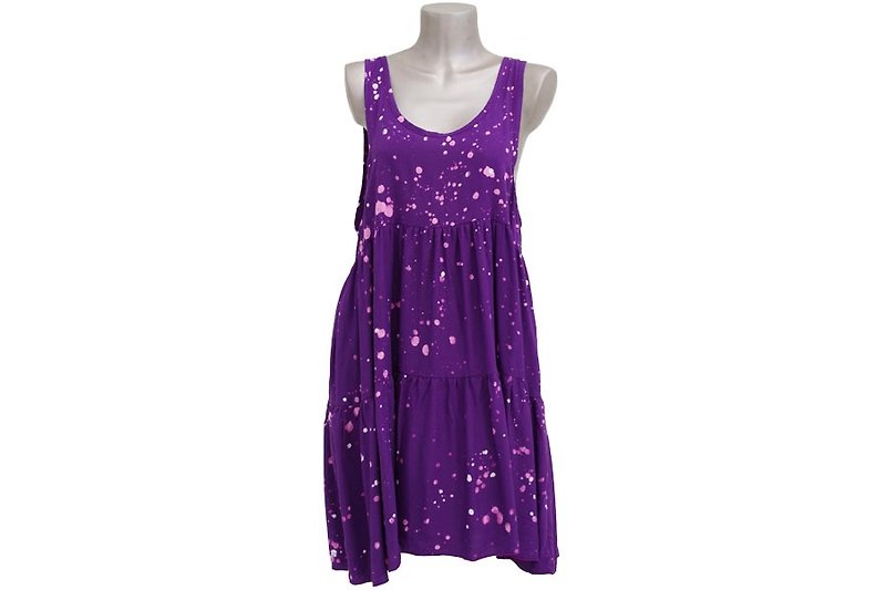 ろうけつ染めタンクトップティアードワンピース　＜バイオレット＞ - 連身裙 - 其他材質 紫色