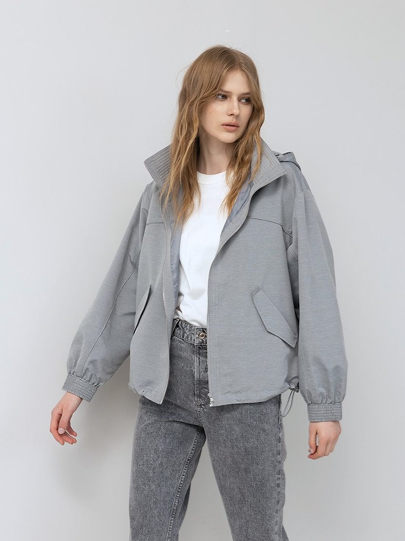 環保女性透氣防撥水壓線設計外套  (2色) - 外套/大衣 - 聚酯纖維 灰色
