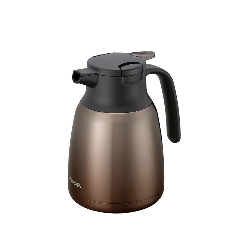 【孔雀Peacock】1.0L 真空斷熱 不鏽鋼保溫壺 (一鍵按壓)-漸層棕 - 保溫瓶/保溫杯 - 不鏽鋼 咖啡色