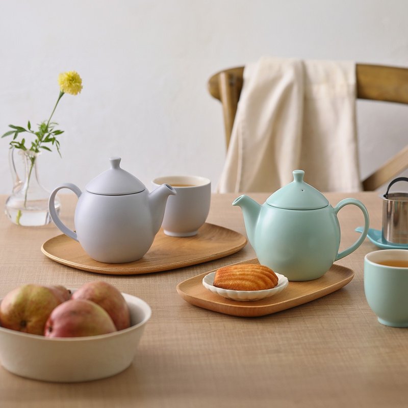 【日日有壺禮盒】露水茶壺與 Q系列握杯組 一壺雙杯 - 茶壺/茶杯/茶具 - 瓷 