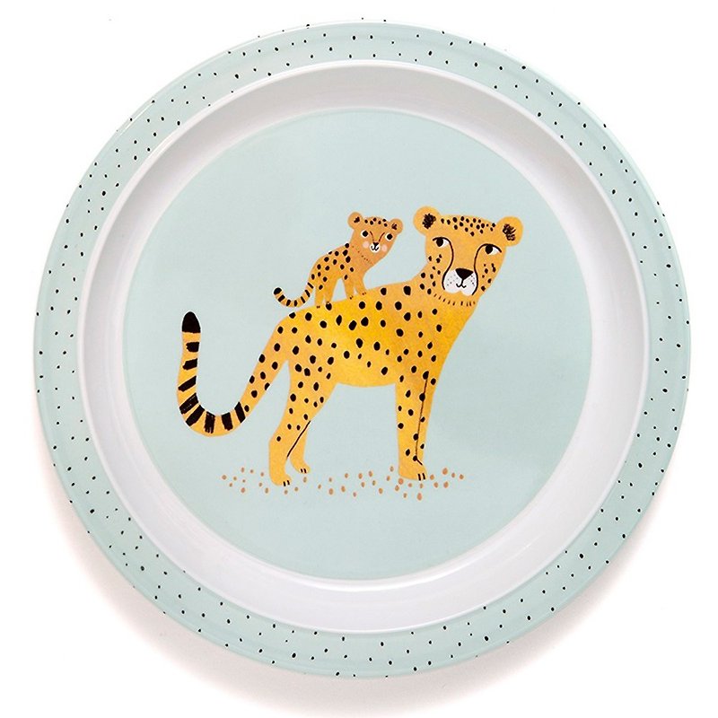 Dutch Petit Monkey Lake Water Green Leopard Family Plate - Children's Tablewear - Plastic 