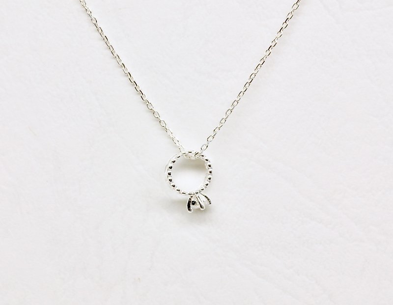 Ermao Silver[Small Diamond Ring Sterling Silver Chain] - Necklaces - Silver Silver