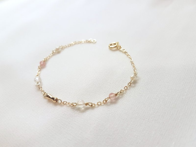 守護 ‧ 草莓晶 月光石 珍珠 細手鍊 - 手鍊/手環 - 寶石 多色