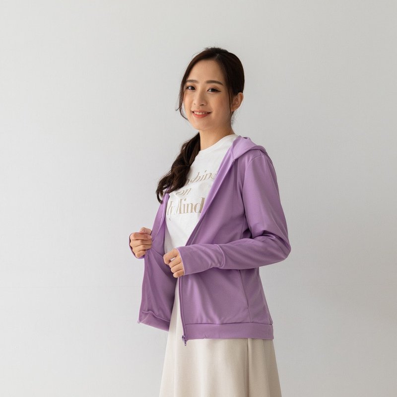 UPF50+吸濕排汗女防曬外套_連帽粉紫 - 女大衣/外套 - 聚酯纖維 紫色
