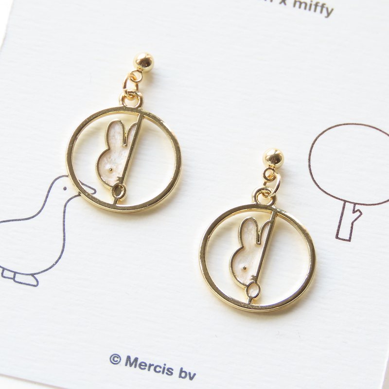 【Pinkoi x miffy】Miffy Hide and Seek | Earrings - Earrings & Clip-ons - Other Metals Gold
