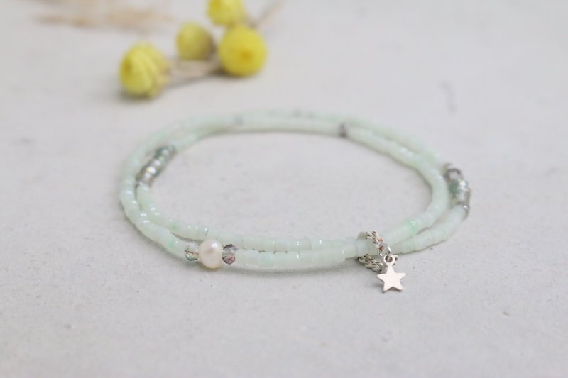 <☞ HAND IN HAND ☜> Natural Pearl - Daily bracelet (0972) - Bracelets - Gemstone Green