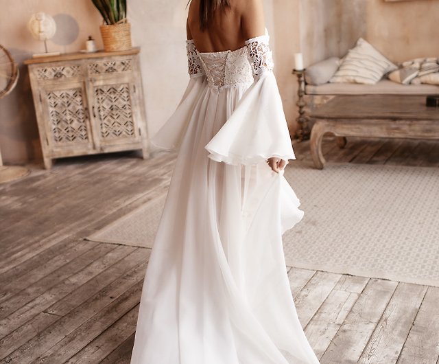 Allegra Bell Sleeve Lace Wedding Dress