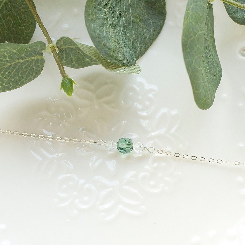 小さな新鮮な緑の結晶手作りの純銀製のブレスレットの誕生日プレゼントのカスタム - ブレスレット - 宝石 グリーン