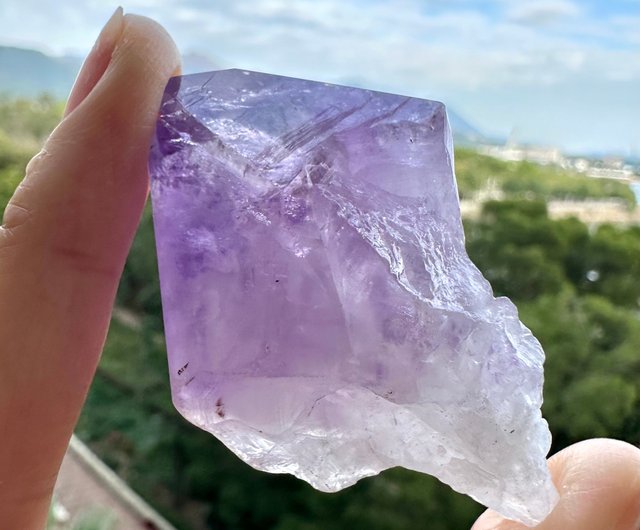 一圖一物│紫水晶白水晶原石紫白配色智慧之石招財招人緣開運