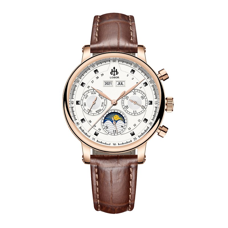 [3 colors optional] LOBOR Heritage series 35MM women's watch sun and moon phase automatic mechanical watch - นาฬิกาผู้หญิง - วัสดุกันนำ้ 