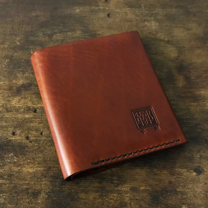 Italian Tanned Leather Association Brown Hand Sewn Classic Short Clip - Wallets - Genuine Leather Brown