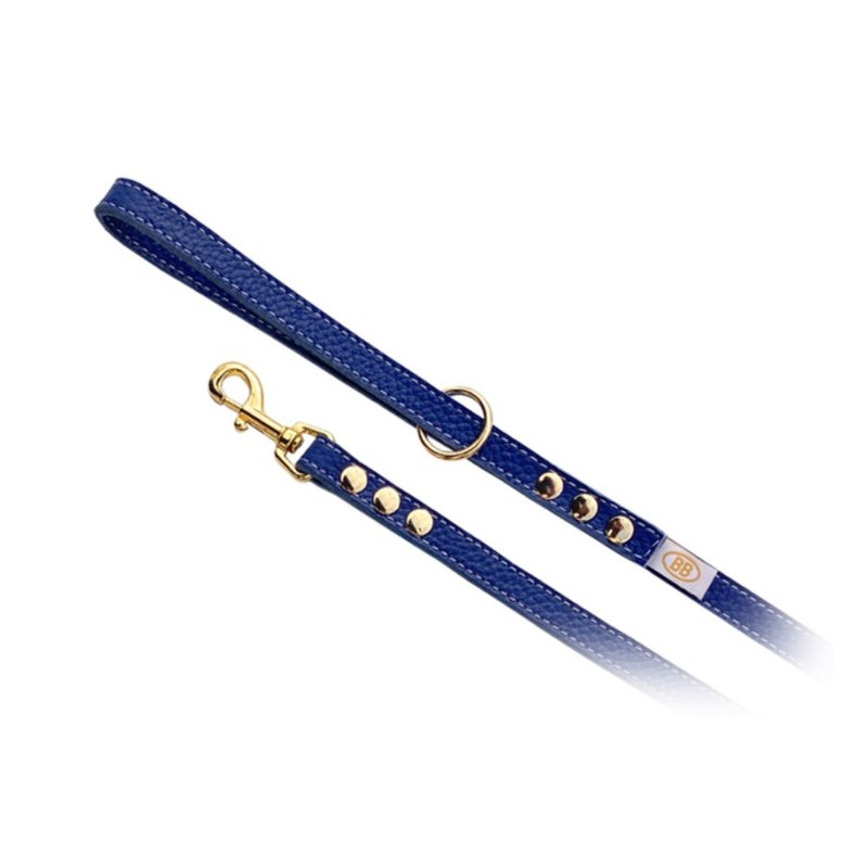 Canada Buddy Belts Handmade Leather Leash-Navy Blue-Luxury - ปลอกคอ - หนังแท้ 