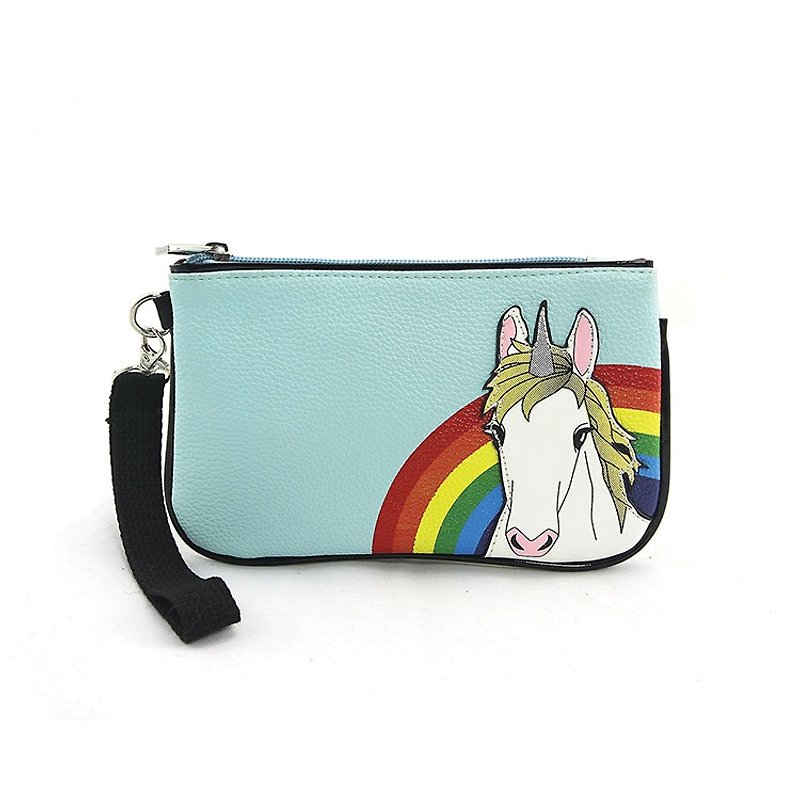 Sleepyville Critters - Rainbow Unicorn Wristlet - กระเป๋าเครื่องสำอาง - หนังเทียม สีน้ำเงิน