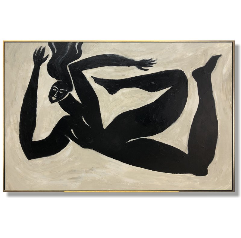 Original Abstract Figurative Black And White Greek Athletes Paintings On Canvas - 壁貼/牆壁裝飾 - 壓克力 黑色