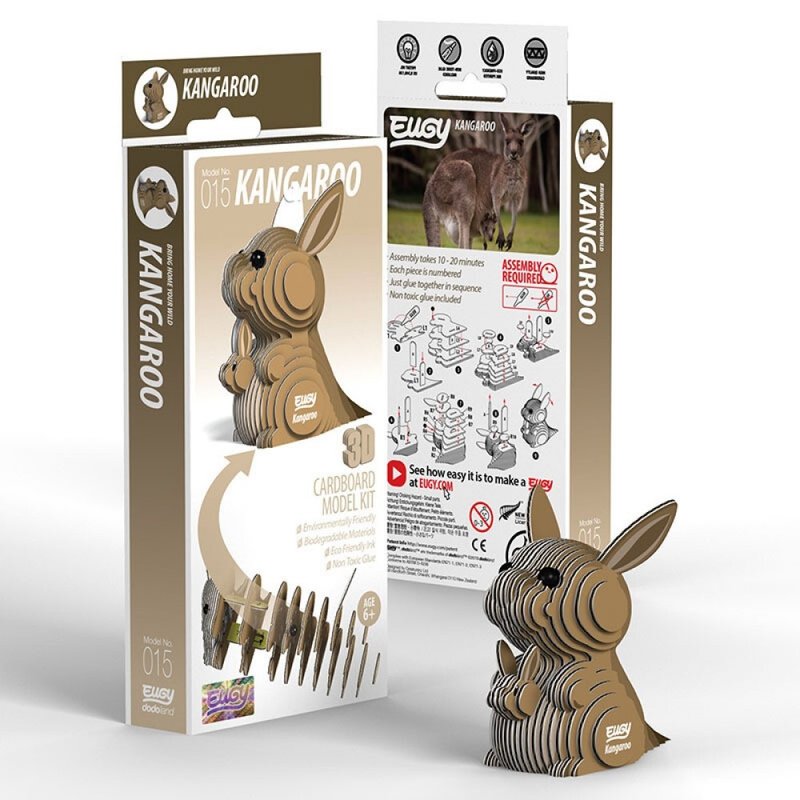 EUGY 3D Cardboard Kit Set Model - 015 Kangaroo - เกมปริศนา - กระดาษ สีกากี