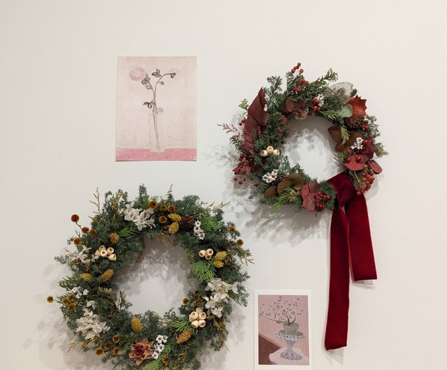 DIY Everlasting Cedar Christmas Wreath Material Set - Shop mellowartstudio  Plants & Floral Arrangement - Pinkoi