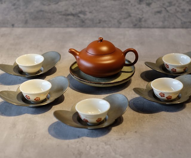茶托 古錫茶托客 中国美術 煎茶道具 骨董品 - キッチン/食器