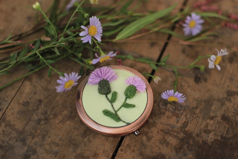 [ESZ Original] Free Shipping Thistle | Hand Embroidery New Products | Portable Mirror Makeup Mirror | Embroidery Circle - อุปกรณ์แต่งหน้า/กระจก/หวี - งานปัก 