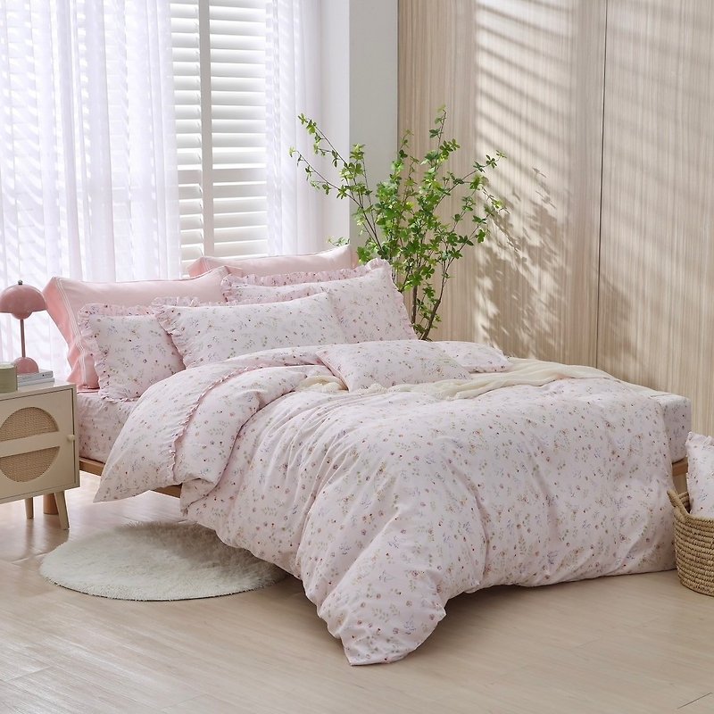 DR908 Carol pink bed quilt set 300 weave combed country princess room made in Taiwan - Bedding - Cotton & Hemp 