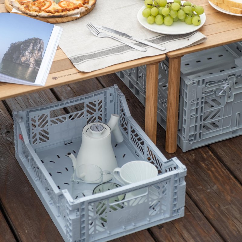 土耳其Aykasa折疊收納籃(M)-霧灰藍 - 收納箱/收納用品 - 塑膠 藍色