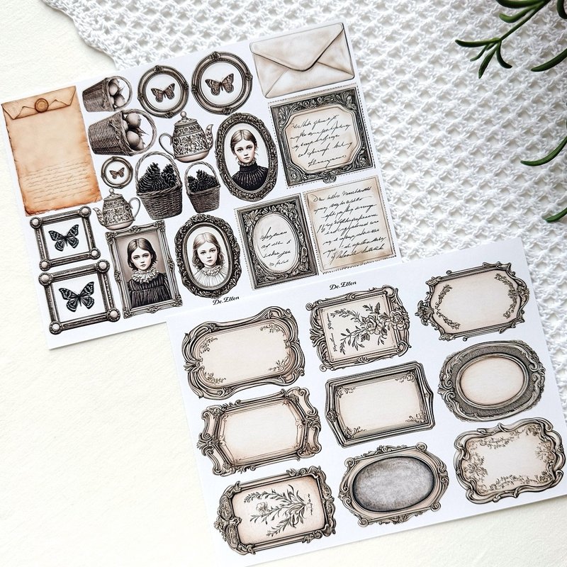 A532 - Antique Note Props - 貼紙 - 紙 