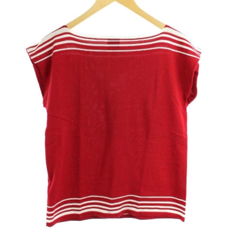 Used Jean Pual Gaultier Short Sleeve Top - เสื้อยืดผู้หญิง - ผ้าฝ้าย/ผ้าลินิน สีแดง