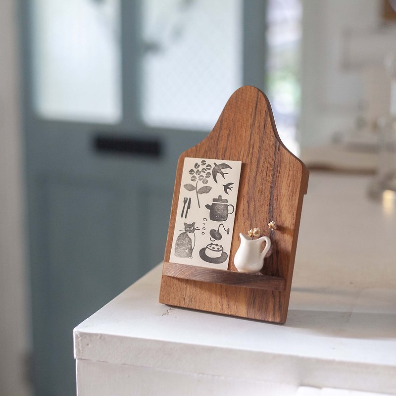 復古卡片支架 緬甸柚木 桌面名片展示架 - 置物架/籃子 - 木頭 咖啡色