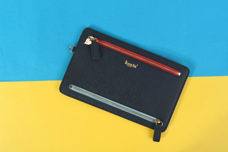 Quaternate Pouch (Navy) - Clutch Bags - Faux Leather 