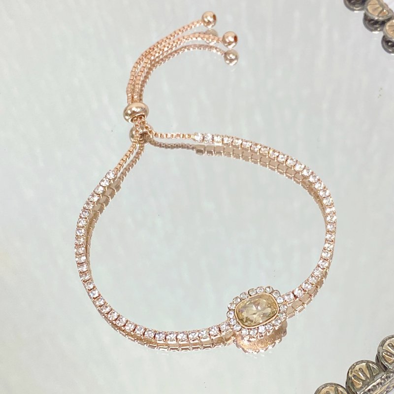 Edith & Jaz • French Vintage Cubic Zirconia Bracelet - Rose Gold - Bracelets - Copper & Brass Gold