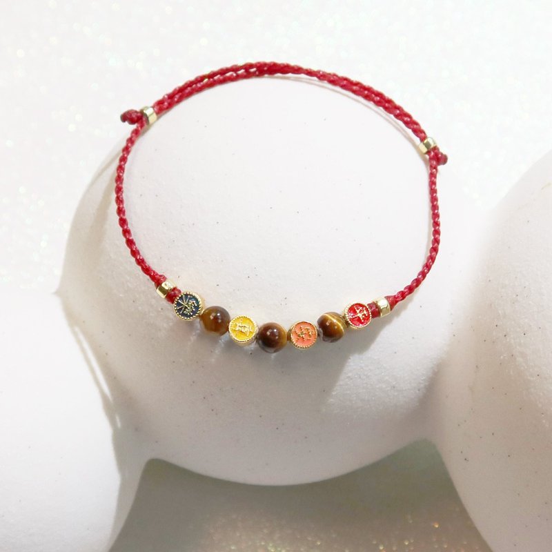 [Hand-knitted Wax rope] Peace and joy | Stone| Safe and safe children's Wax rope bracelet | - สร้อยข้อมือ - เงินแท้ หลากหลายสี