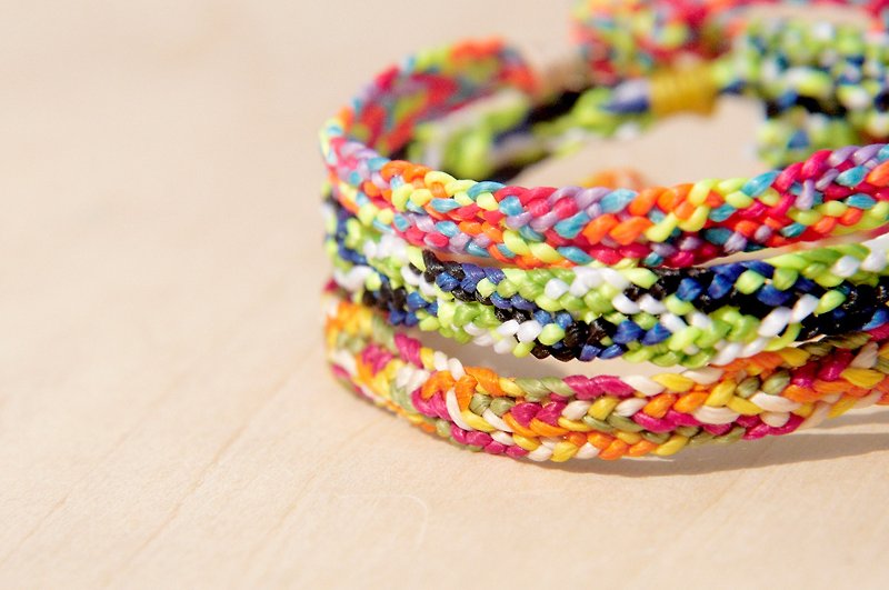 Woven mixed color hand rope / surf hand rope / braided hand rope / customized hand rope-silk Wax thread (customized) - Bracelets - Waterproof Material Multicolor