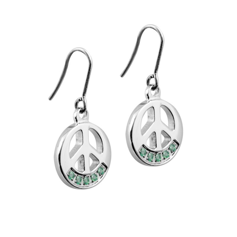 Peace Fashion-Crystal Diamond-Fresh Green Pure Titanium Earrings One Pair Free Two Titanium Stickers - ต่างหู - โลหะ สีเขียว