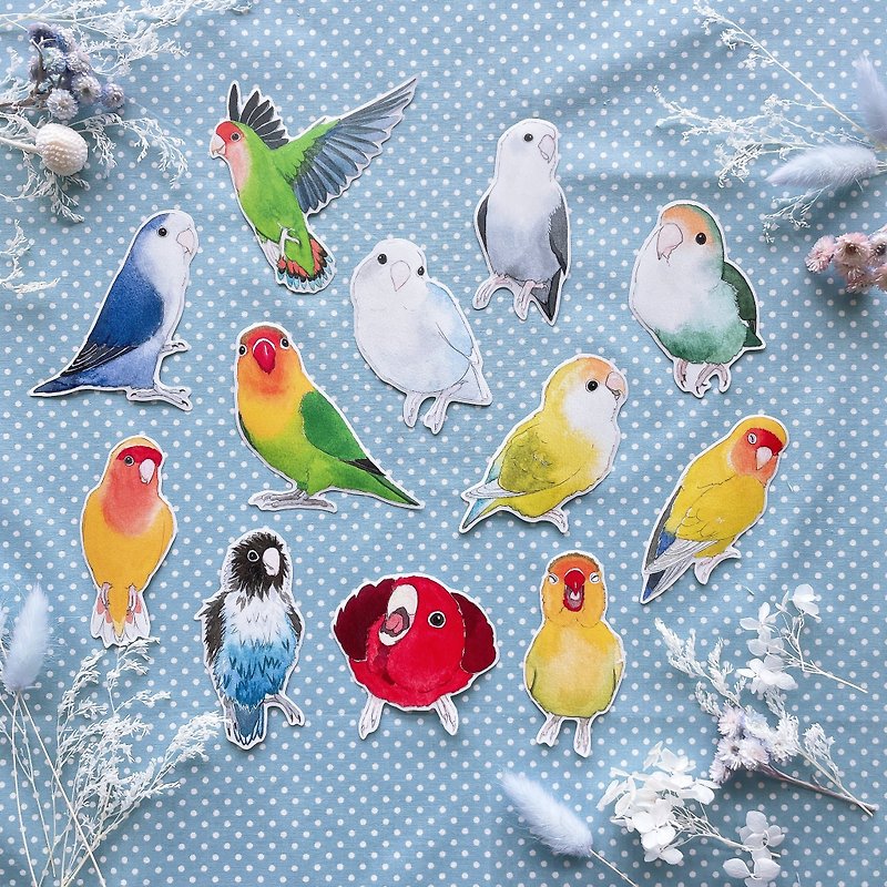 Rolia's Handmade Parrot/Love Bird Parrot Waterproof Transparent White Ink Sticker - Stickers - Paper 