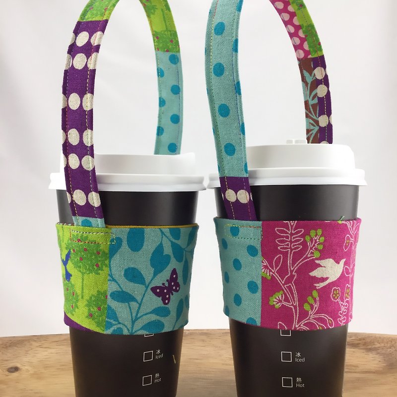 Colorful patchwork style ---Drink cup sets / bring--- Couples Muthi into a group - Beverage Holders & Bags - Cotton & Hemp 