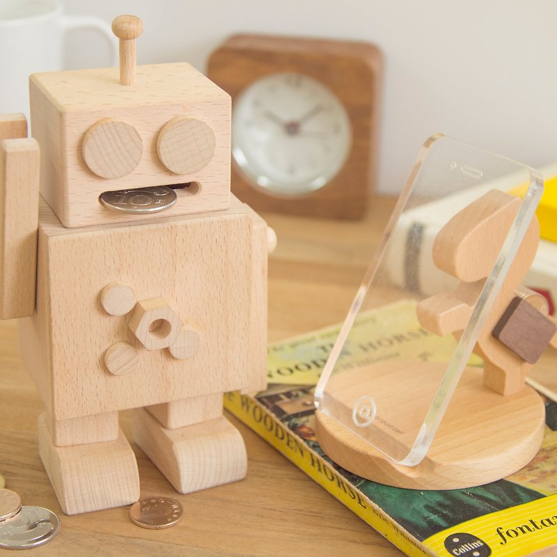 New Year Gifts Group - Manny piggy banks to immediately send mobile phone holder + - Phone Stands & Dust Plugs - Wood 
