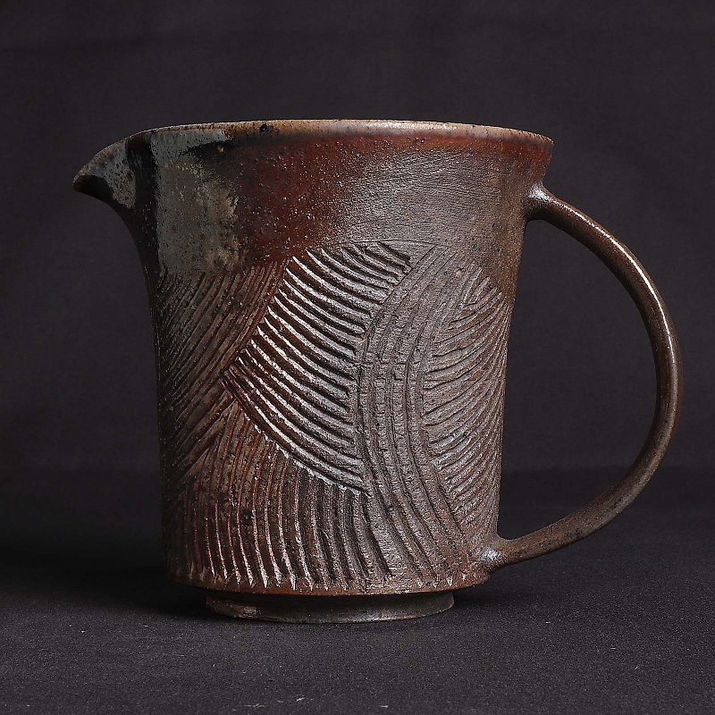 Ming bud kiln l Japanese style wood burning unglazed carved tea sea - Teapots & Teacups - Pottery Brown