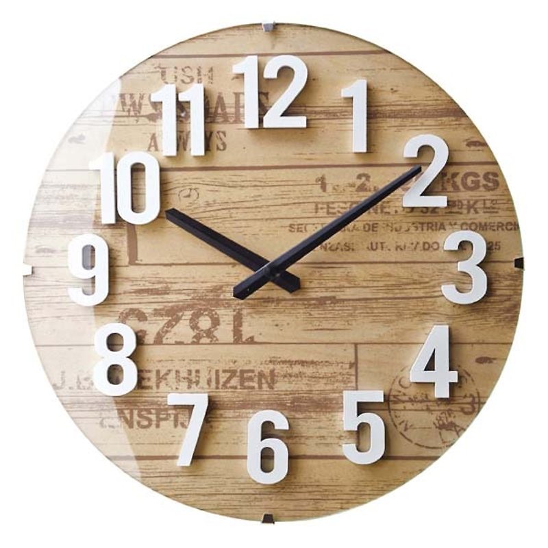 Baltic- vintage letter mute clock wall clock (natural) - นาฬิกา - ไม้ สีกากี